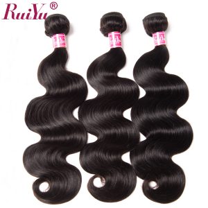RUIYU Hair Brazilian Body Wave Hair Weave Bundles Human Hair Extensions Can Buy 3 Or 4 Bundles Natural Color Non Remy 1pc Only