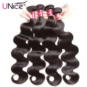 UNICE HAIR Brazilian Body Wave Hair Weave Bundles Natural Color Human Hair 1 Piece 8-30inch Can Mix 3 or 4 Bundles Non Remy Hair