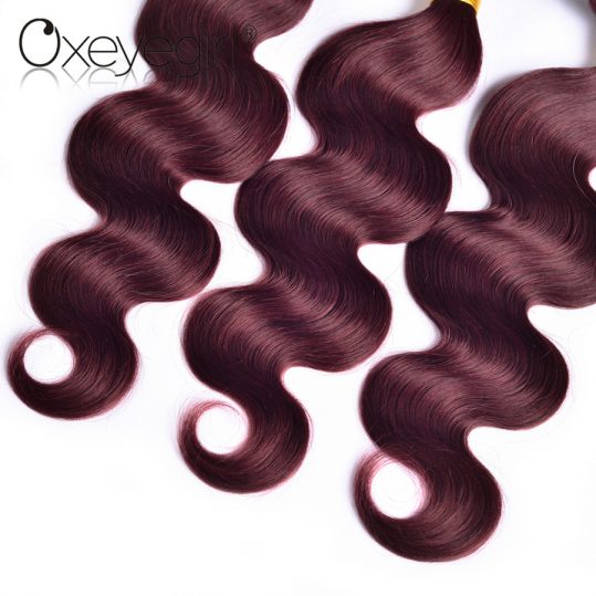 Oxeye girl Burgundy Brazilian Hair Weave Bundles Body Wave Human Hair Bundles 10"-24" 99J Red Hair Non Remy Hair Extensions 1 PC