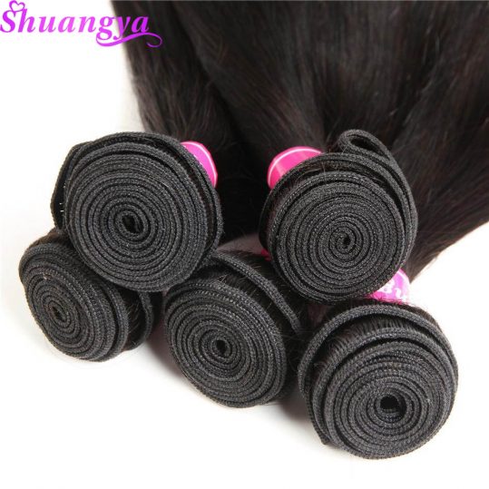 Shuangya Hair Brazilian Straight Hair Weave bundles 100% Human Hair Bundles Natural Color 8-28Inch 1PC Non Remy Hair Extensions