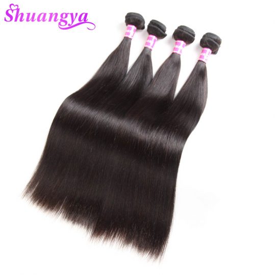 Shuangya Hair Brazilian Straight Hair Weave bundles 100% Human Hair Bundles Natural Color 8-28Inch 1PC Non Remy Hair Extensions