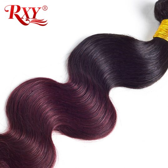 Rxy Ombre Brazilian Hair Weave Bundles Body Wave 1b Burgundy Two Tone Human Hair Bundles Non Remy Hair Extensions Weaving 1b 99j