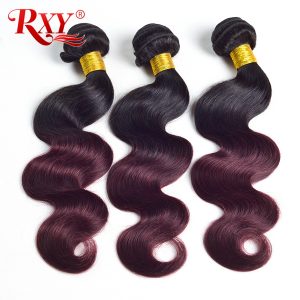 Rxy Ombre Brazilian Hair Weave Bundles Body Wave 1b Burgundy Two Tone Human Hair Bundles Non Remy Hair Extensions Weaving 1b 99j