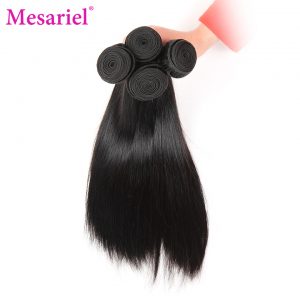 Mesariel Brazilian Straight Hair Bundles Non-Remy Hair Free Shipping Natural Black Color 100% Human Hair Weave