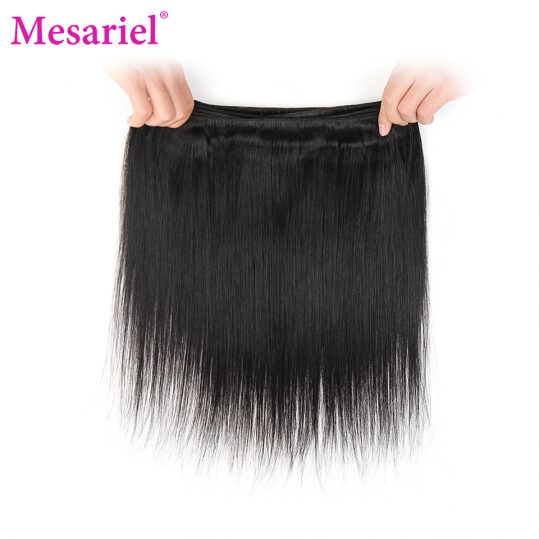 Mesariel Brazilian Straight Hair Bundles Non-Remy Hair Free Shipping Natural Black Color 100% Human Hair Weave