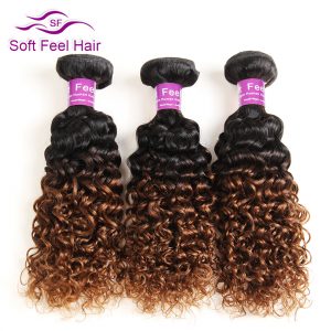 Soft Feel Hair Ombre Brazilian Hair 1 Bundle 1B/30 Kinky Curly Weave Human Hair Extensions 10-26 Inch Non Remy Free Shipping