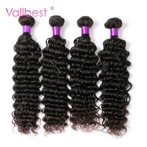 Brazilian Deep Wave Brazilian Hair Weave Bundles Non Remy Hair Weaving Human Hair Bundles 1B Natural Black 100g/Piece Vallbest