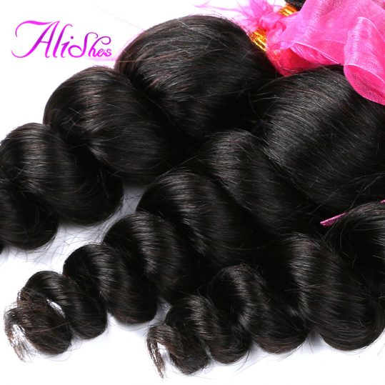 Alishes Brazilian Loose Wave Hair Bundles Real 100% Human Hair Extensions 8-28 inch Non-Remy Hair Weave Free Shipping