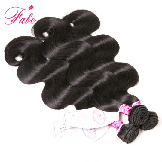 Fabc Hair Brazilian Body Wave 100% Human Hair Weave Bundles Natural Black Color Non-Remy Hair Extensions Can Buy 3 or 4 Bundles