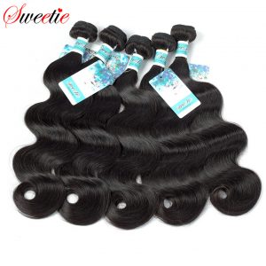 Sweetie Hair Products 100% Brazilian Hair Body Wave Human Hair Weave Extensions 1 Piece Natural Color no remy Free Shipping