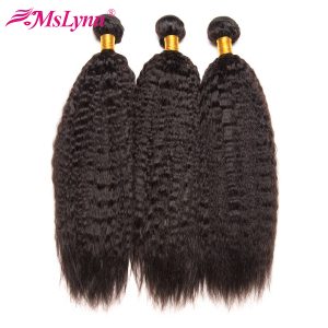 Mslynn Kinky Straight Hair Human Hair Bundles Non Remy Hair Extension Brazilian Hair Weave Bundles Can Buy 3 or 4 Pieces