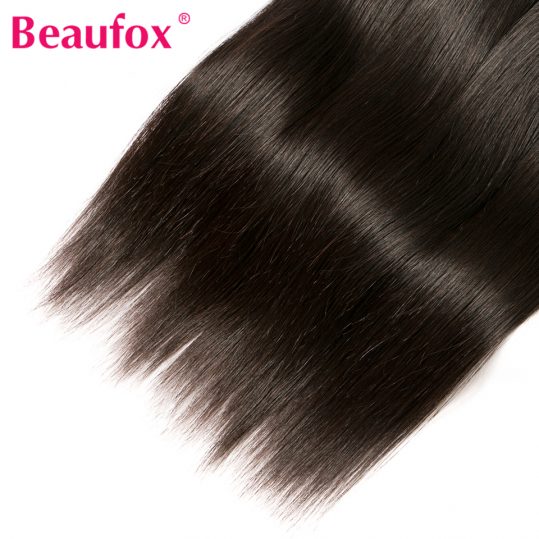 Beaufox Brazilian Straight Hair Human Hair Weave Bundles Natural Black Non-remy Brazilian Hair Extension Can Buy 3 or 4 Bundles