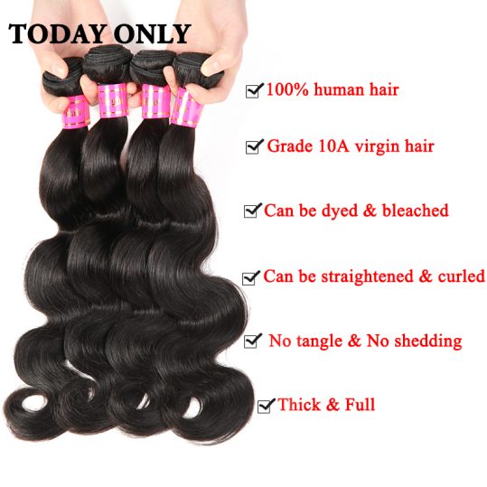 Today Only Brazilian Body Wave Bundles Human Hair Weave Bundles Natural Color Hair Can Buy 3 or 4 pcs Non Remy Hair Extensions