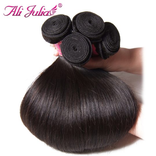 Ali Julia Hair One Piece Brazilian Straight Human Hair Bundles NonRemy 8 Inches to 30 Inches Natural Color Extension
