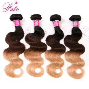 FABC Ombre Brazilian hair weave bundles Body Wave Ombre Human Hair Extensions weaving 1b/4/27 3 Tone Blonde Non-Remy Hair