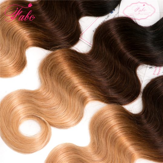 FABC Ombre Brazilian hair weave bundles Body Wave Ombre Human Hair Extensions weaving 1b/4/27 3 Tone Blonde Non-Remy Hair