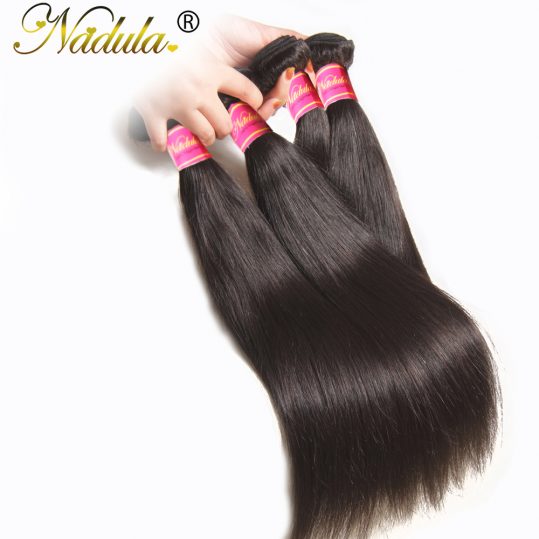 Nadula Hair 8''~30'' Brazilian Straight Hair Bundles 100g/pc Non-Remy Human Hair Extensions #1B Color Hair Wavy Weave