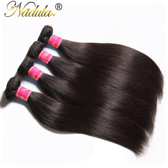 Nadula Hair 8''~30'' Brazilian Straight Hair Bundles 100g/pc Non-Remy Human Hair Extensions #1B Color Hair Wavy Weave