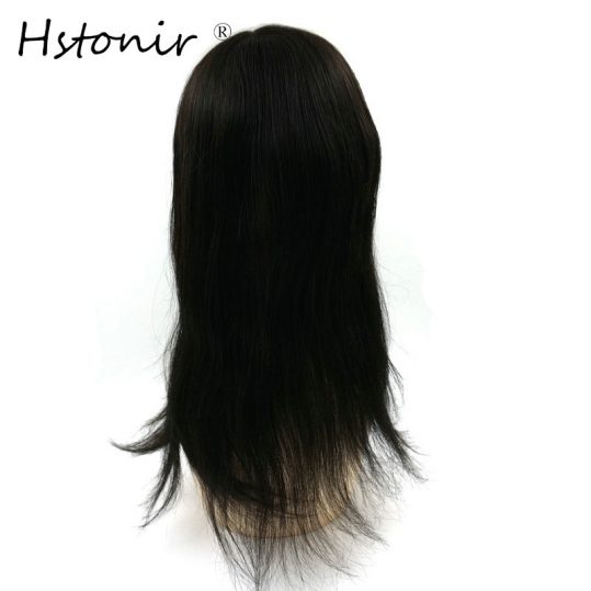 Hstonir Wig Women Indian Human Hair Toupee Real Mono Lace Natural Hairline Invisible Knots Topper HTP011