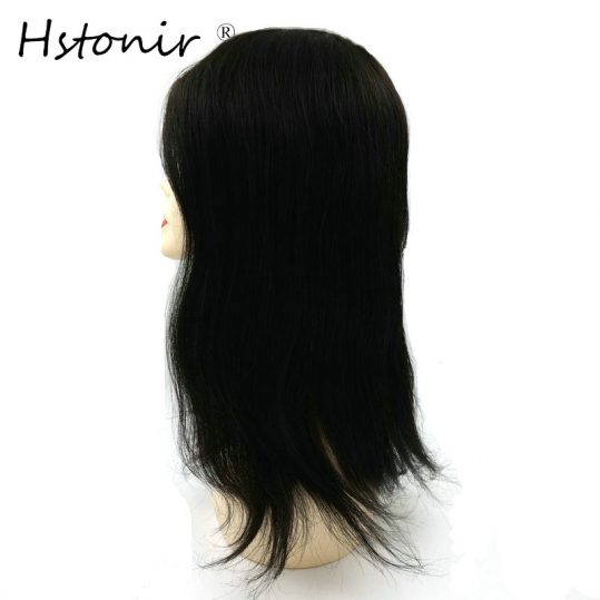 Hstonir Stock Women Swiss Lace Front Hair Replacement Natural Black 14/16 Inch Long Hair Piece HTP011