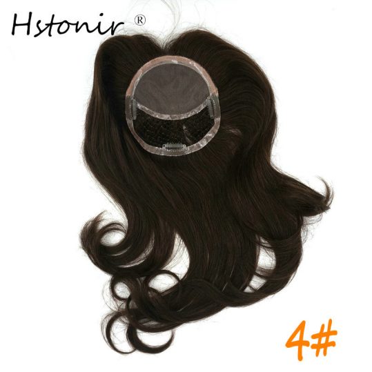 Hstonir Female Brown Top Piece European Hair Durable Comfortable Invisible Hairpiece For Women HTP007