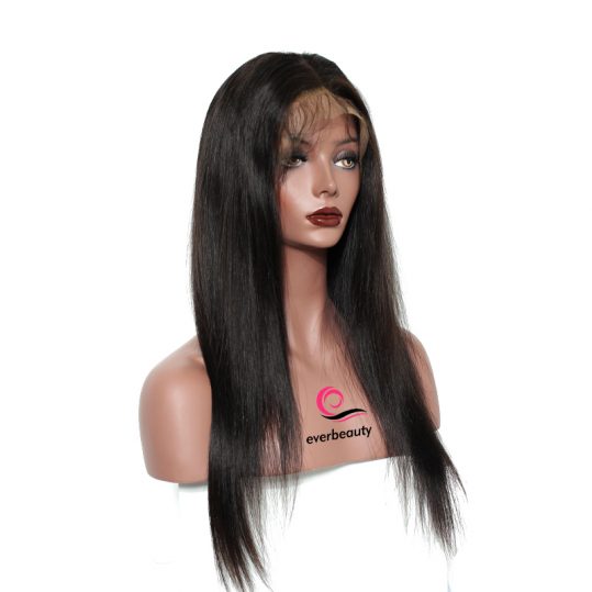 180% Density 360 Lace Frontal Wig Pre Plucked Brazilian Silky Straight Human Remy Hair Natural Black 12-24inch