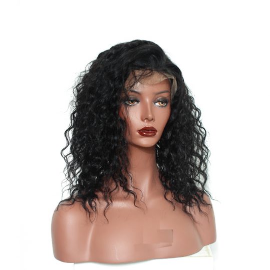 Loose Curly Lace Front Human Hair Wig Pre Plucked Brazilian Remy Hair Natural Black 12-24inch