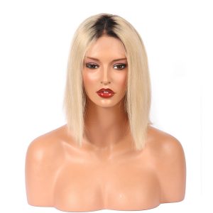 1b/613 Ombre Blonde Brazilian Remy Human Hair Lace Front Wigs for Black Women Short Bob wigs Natural Hairline