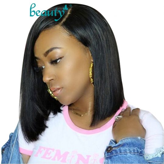 Straight Short Lace Front Human Hair Wigs Bob Wigs For Black Women Brazilian Remy Pink Ombre 613 Blonde Frontal Wig