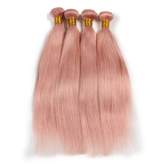 Dreaming Queen Hair Solid Pink Ombre Brazilian Straight Human Hair Weave Bundles Non Remy Peachy R Hair Extensions 1 Bundle