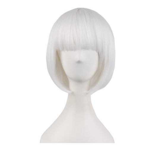 Short Straight Hair Synthetic Black Brown White Blonde 12" 9 color Cosplay Bob Wig Bangs Heat Resistant Women Peruca