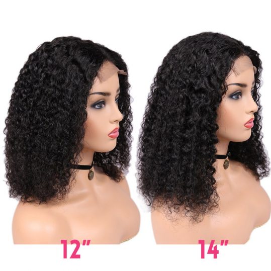 Brazilian Curly Human Hair Lace Front 4*4 Closure Wigs Human Wig Glueless 8 18inch with 150% Density ForBlack Women-in Human Hair Lace Wigs from Hair Extensions & Wigs