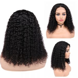 Brazilian Curly Human Hair Lace Front 4*4 Closure Wigs Human Wig Glueless 8 18inch with 150% Density ForBlack Women-in Human Hair Lace Wigs from Hair Extensions & Wigs